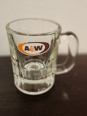 Vintage A&W Root BeerBranded Clear Glass Baby Mug